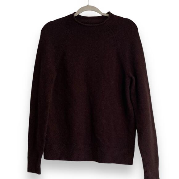Womens Banana Republic Maroon Heather Moc Neck Recycled Wool Sweater Size Medium - Picture 1 of 16